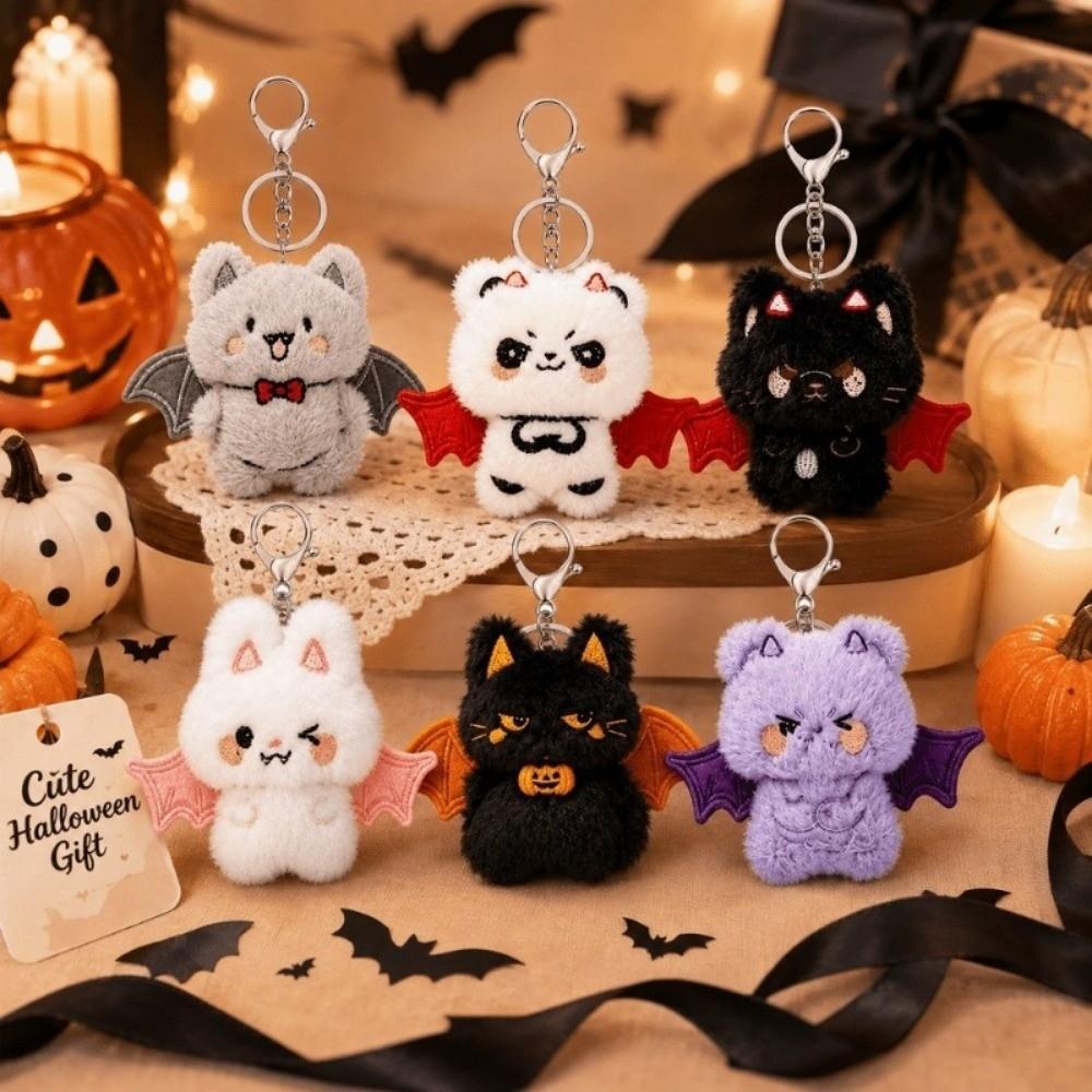 6pcs Kawaii Plush Bat Key Chain Pendant Bag Charms Halloween Keychains Backpack Decoration