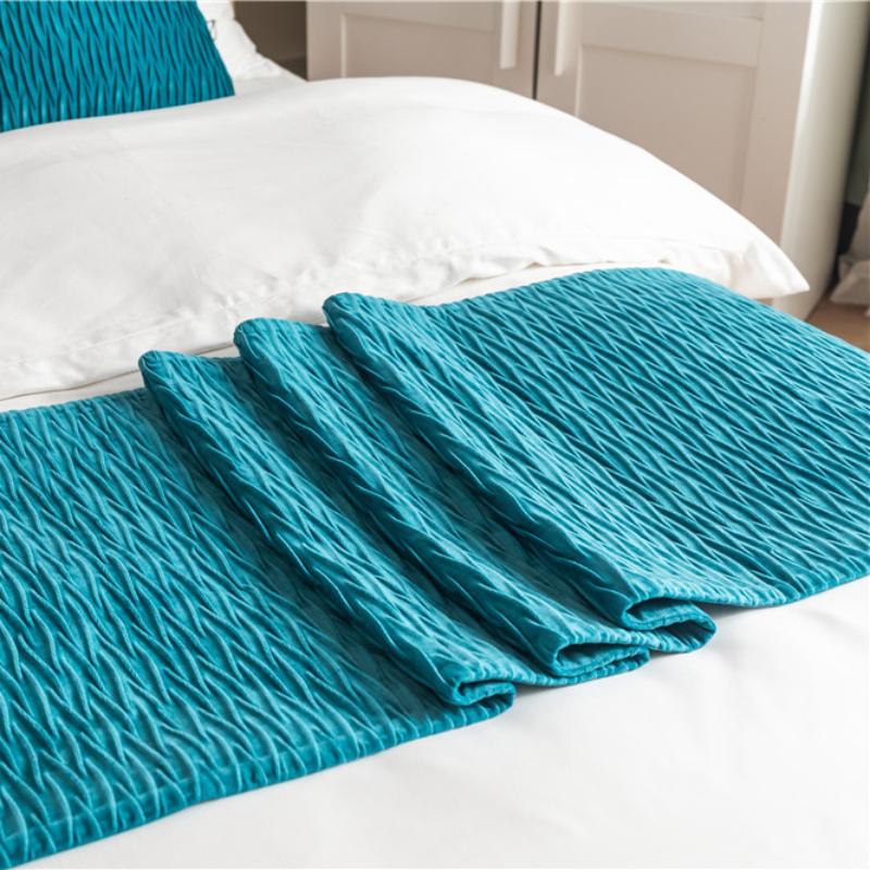 Складчатая бархатная дорожка с волнистым узором для дома, отеля, кровати, полотенце, дорожка для стола, обеденная, свадебная вечеринка, декор, хвостик кровати, полотенце, флаг для кровати