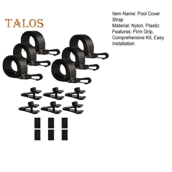 Pool Cover Strap Set Pool Solar Cover Reel Attachment Kit 6 Straps with Hooks Clips Hook And Loop Fasteners Secure Solar Blankets On Reels for