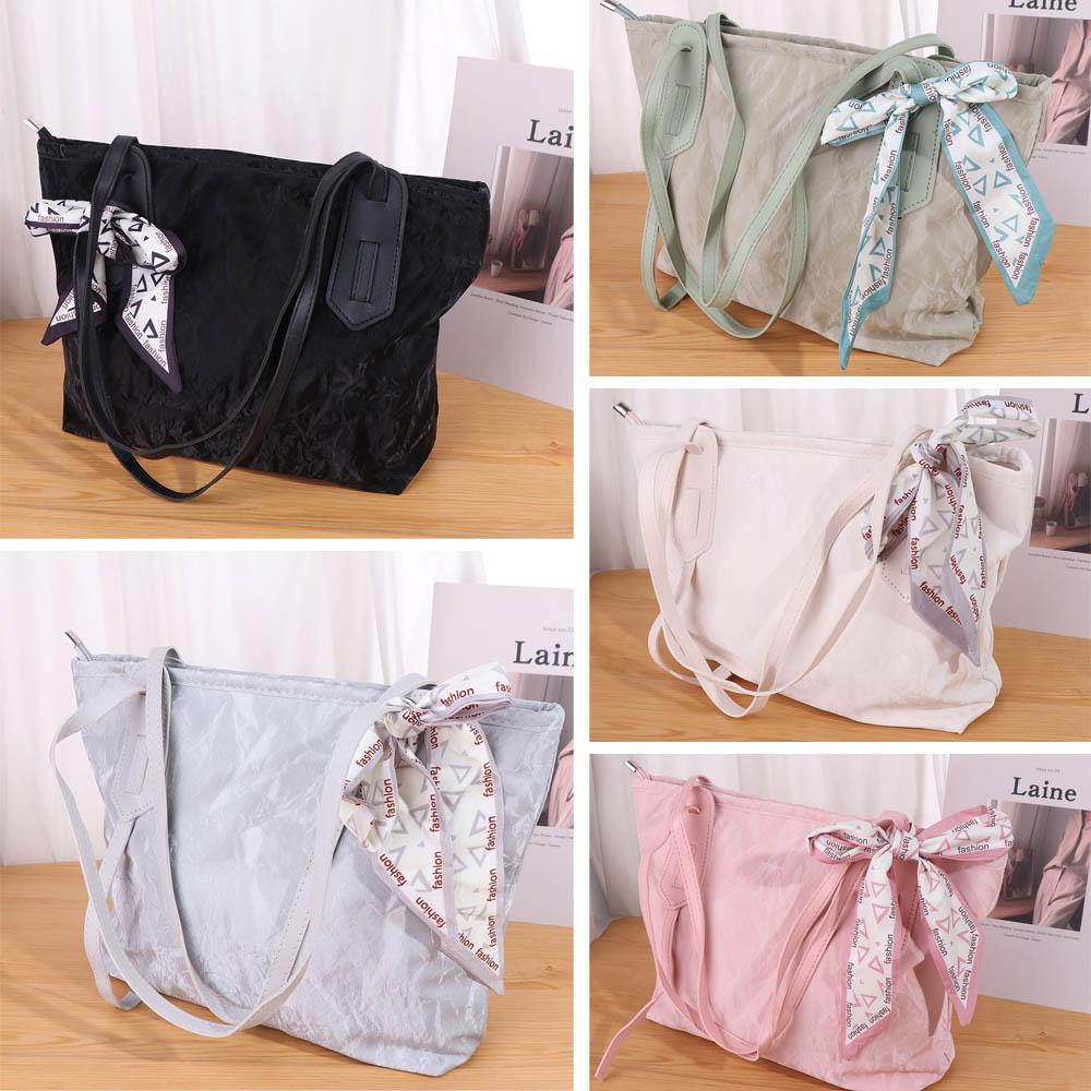 With Silk Scarf PU Leather Handbag Korean Style School Bag Casual Tote Bag  Girl