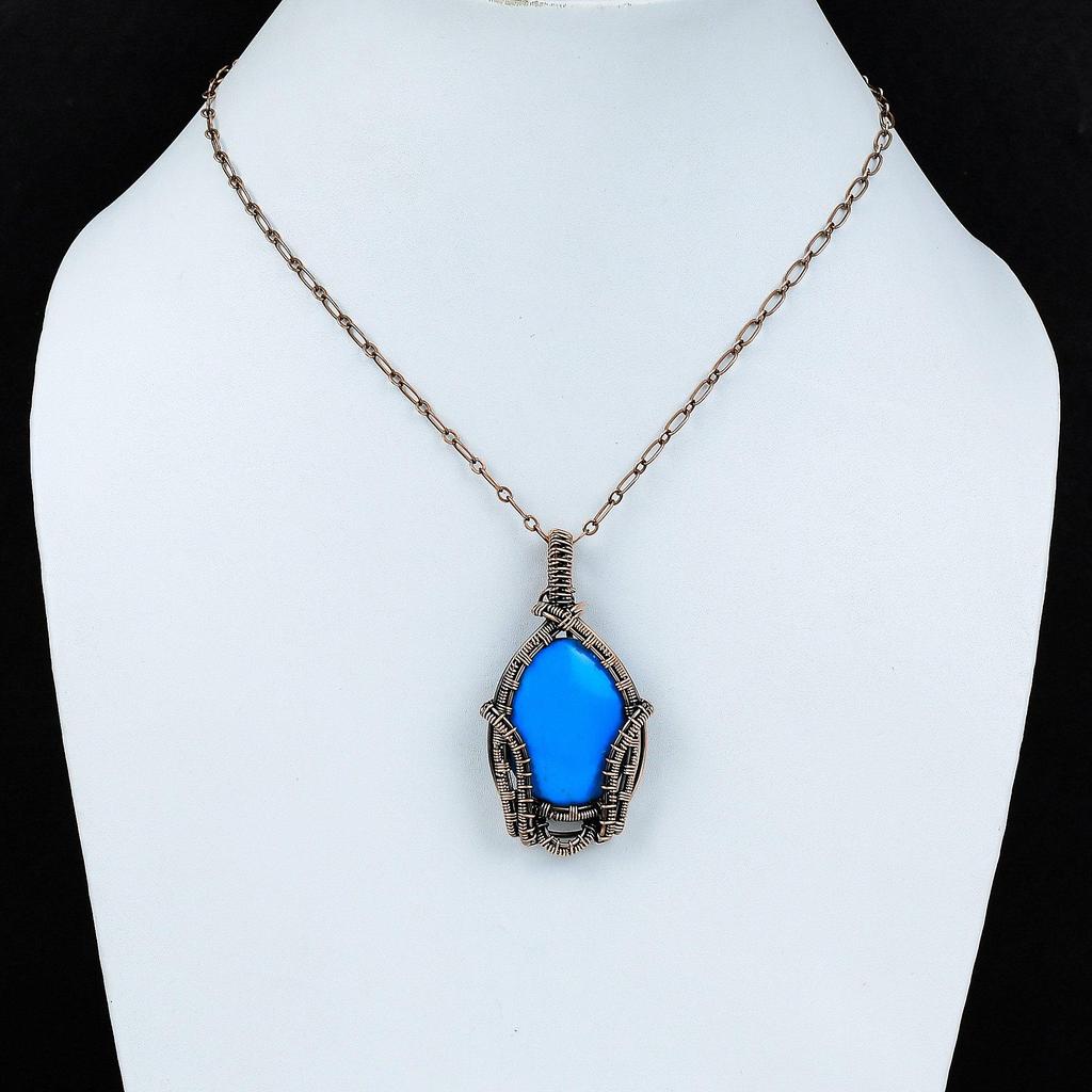 Спящая красавица бирюзовый драгоценный камень кулон медная проволока обернутый кулон медные украшения ручной работы Спящая красавица бирюзовые украшения для подарков