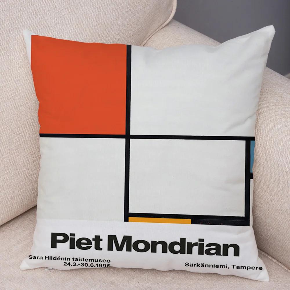 Piet Mondrian Geometric Line Color Block Pillowcase Soft Plush Throw Cushion Cover Decor Nordic Style Pillow Case for Sofa Home