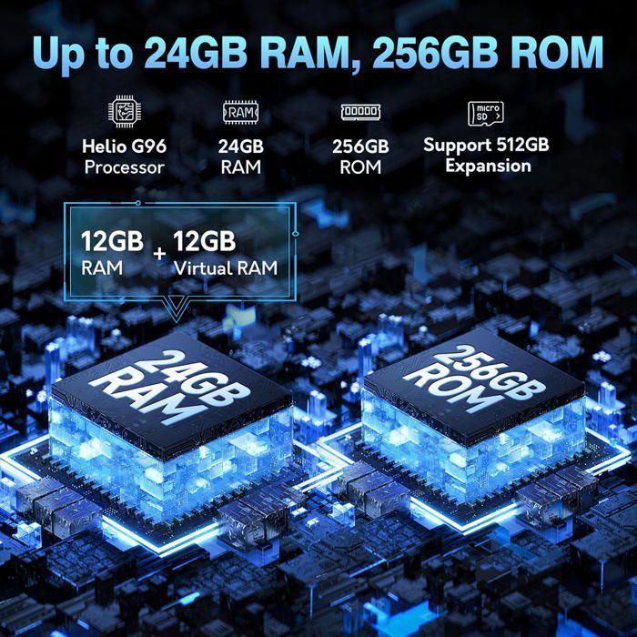 Smartphone Robuste 5G Ulefone Armor 29 Pro Imagerie Thermique 32+512Go 6.67" 21200mAh Telephone Android 15 Dual SIM/NFC/1000LM Noir