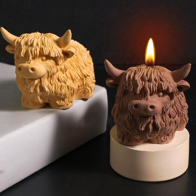Силиконовая форма "Шотландская корова" Многоразовая 3D форма для смолы Для свечей Шоколада Украшения торта Выпечка Поделки Изготовление фигурок животных с фермы