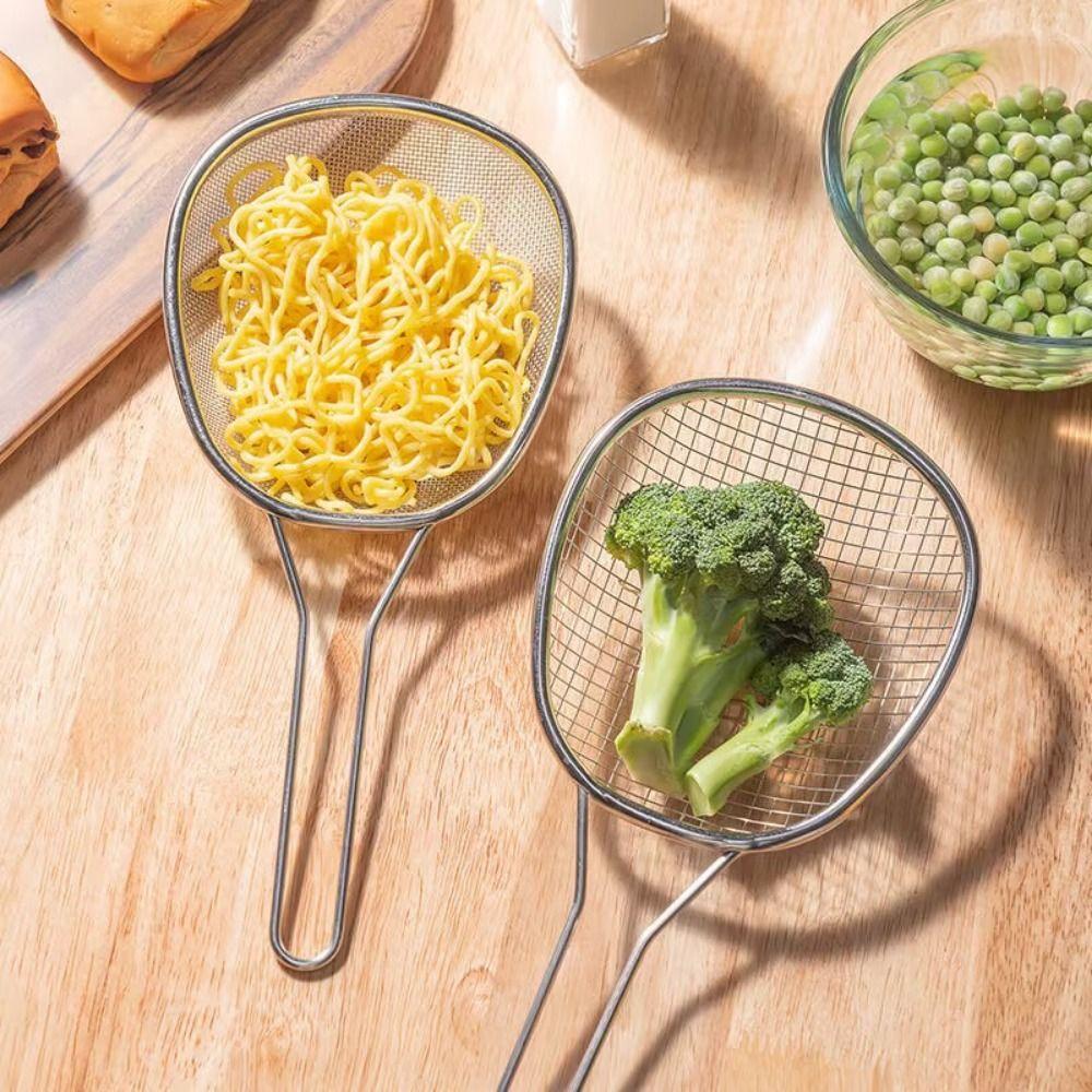 Удобный совок-сито из нержавеющей стали, овальная ложка-сито для жарки, ложка для слива, бытовая