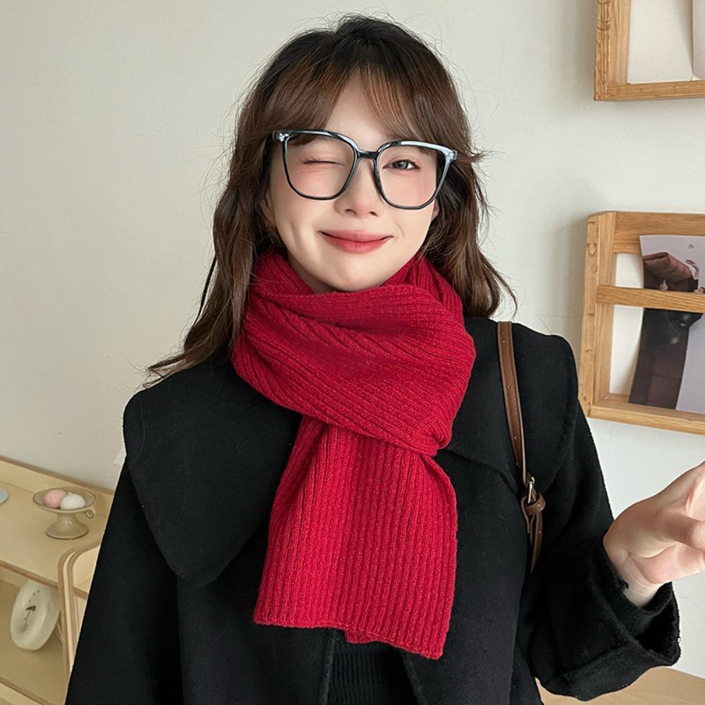 Keep Warm Knitted Scarves Long Wool Shawl Elegant Solid Color Scarf  Clothing Accessories