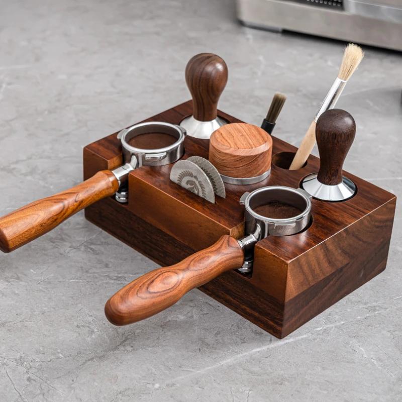 Wooden Stand for Coffee Tamper Mat Coffee Accessories Organizer Tamping Station Barista Cafe Accessories Tamp Base Holder Wood