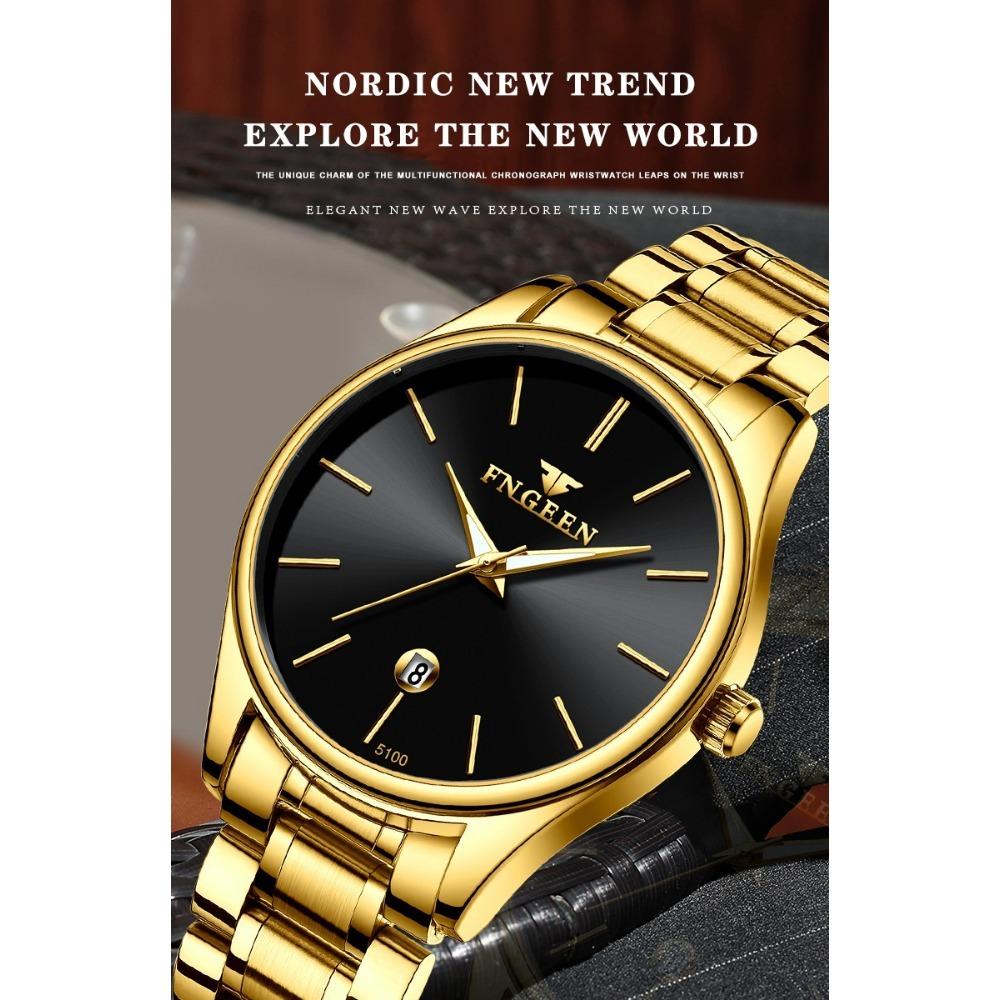 Men's Watch Brand Light Luxury Stainless Steel Calendar Waterproof Men's Business Leisure Fashion Quartz Watch
