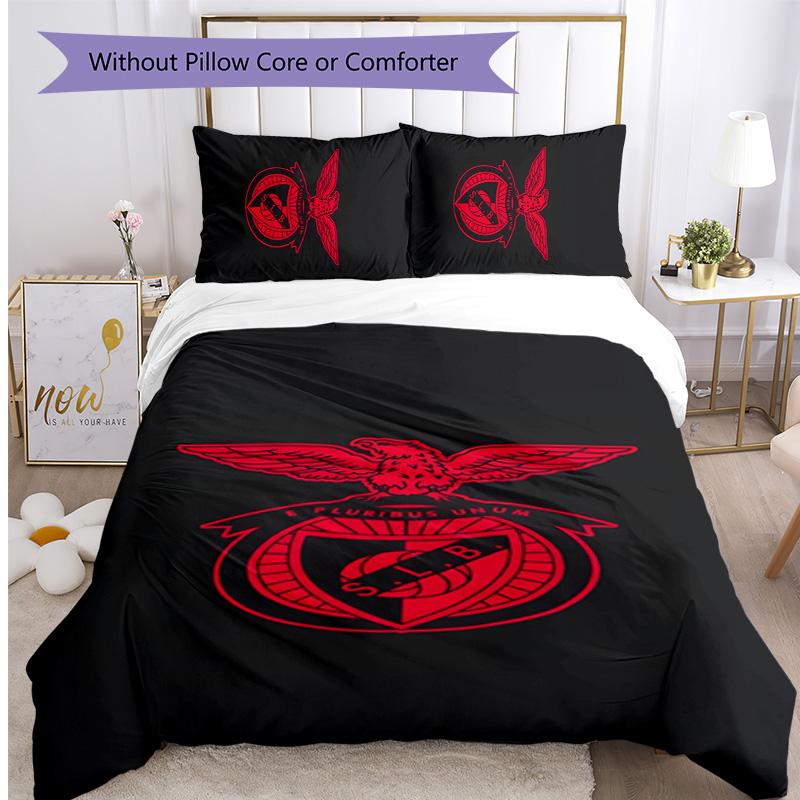 Benfica Pattern Printed 3PCS Bedding Set Soft Skin-Friendly Washable Duvet Cover & Pillowcases Set All Season Bedroom