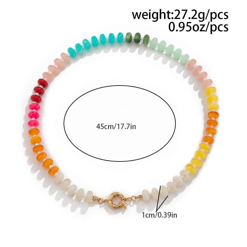 Acrylic Colorful Beads Choker Necklace Bohemian Y2K Neck Jewelry Rainbow Clavicle Chain for Women