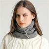 Winter Men'S And Women'S Solid Color Knitted Scarf Warm Neck Cover With Velvet Vertical Stripes Versatile Scarf Drawstring Can Be Used As A Hat