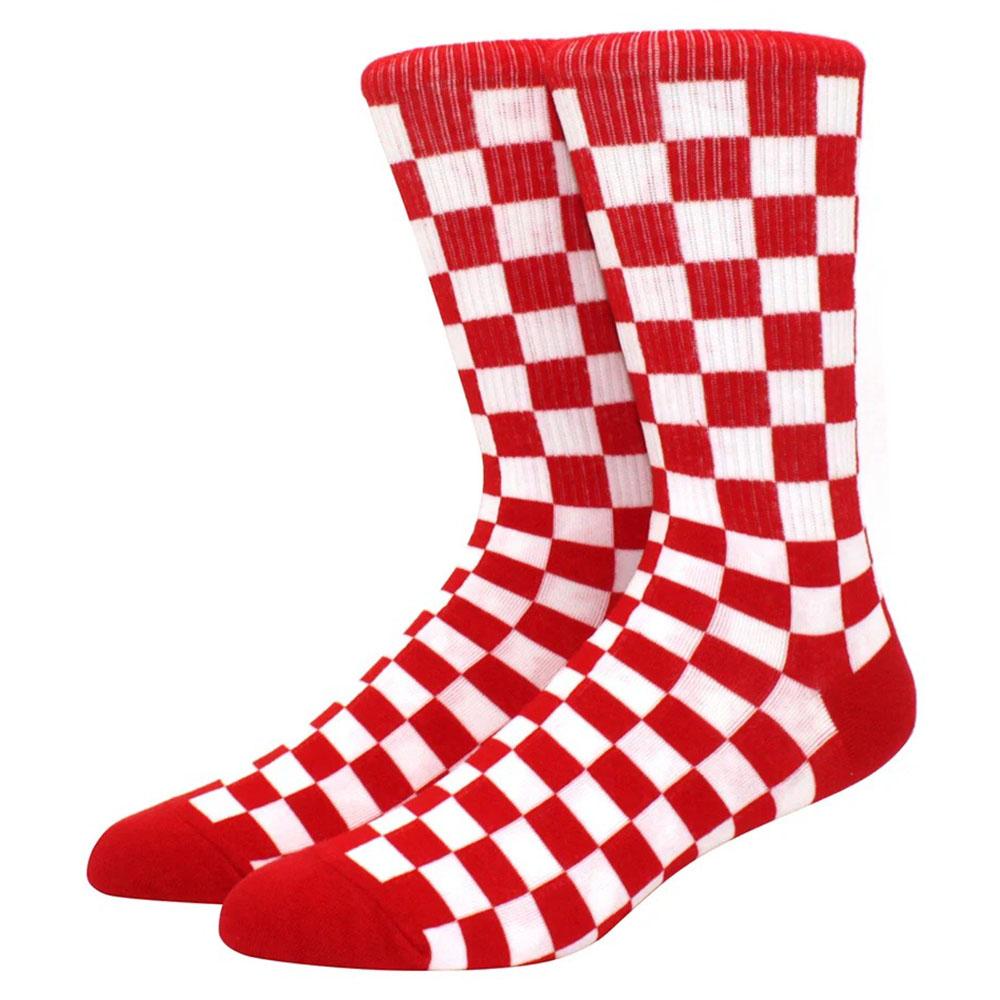 1 пара мужских носков в стиле хип-хоп с рисунком в виде шахматной доски, молнии, пламени, скейтборда