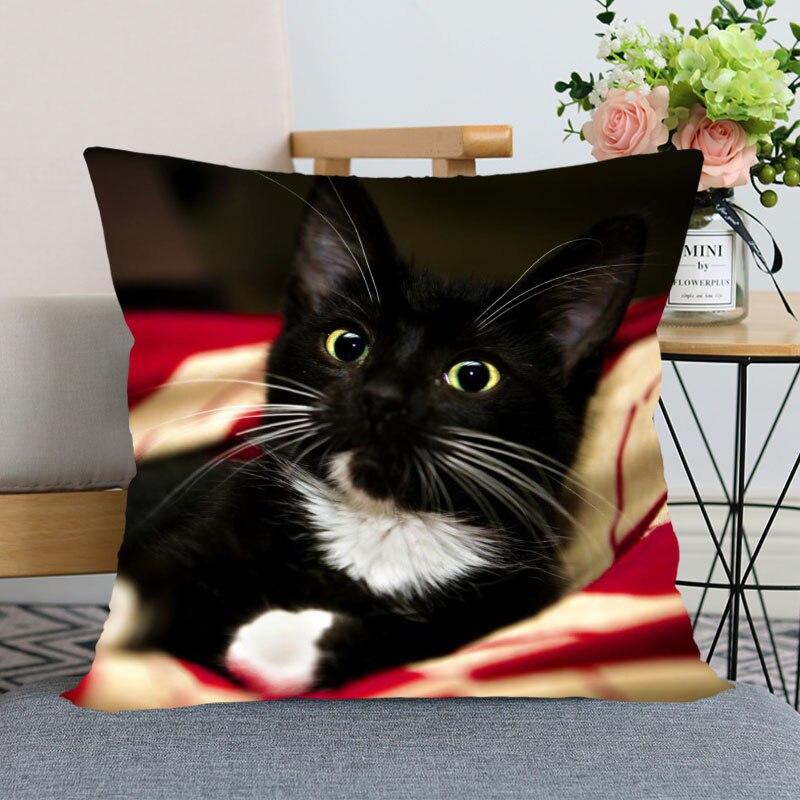 45x45 см полиэстер, Новое поступление, наволочка с изображением кошки, домашнего декора, наволочка, наволочка на невидимой молнии