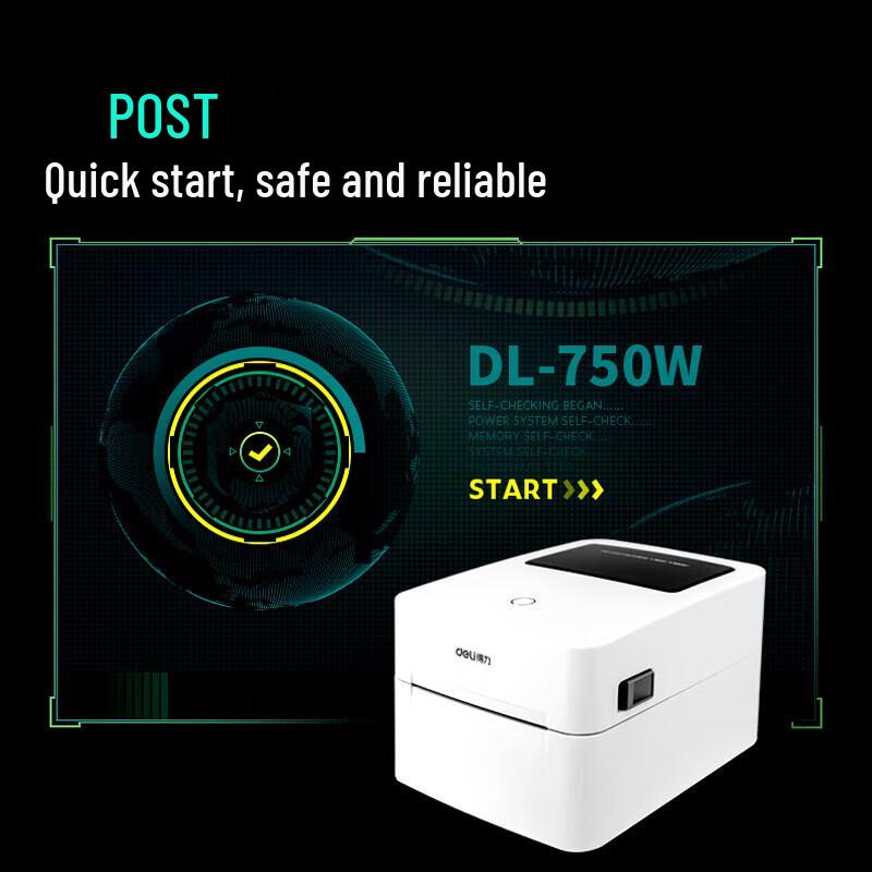 Deli DL-750W Bluetooth Термопринтер этикеток CN вилка (адаптер в комплекте)
