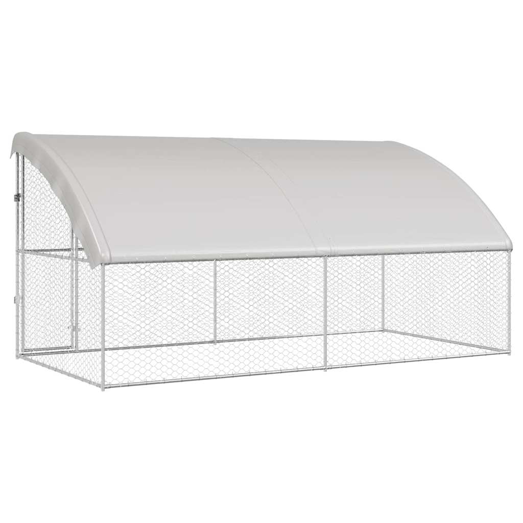 Dog Kennel 2 pcs Silver 4 x 2 x 2 m Galvanized Steel