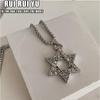 RUI RUI YU Six-pointed Star of David Pendant Necklace Double-sided Retro Titanium Steel Punk Jewelry for Men Boys