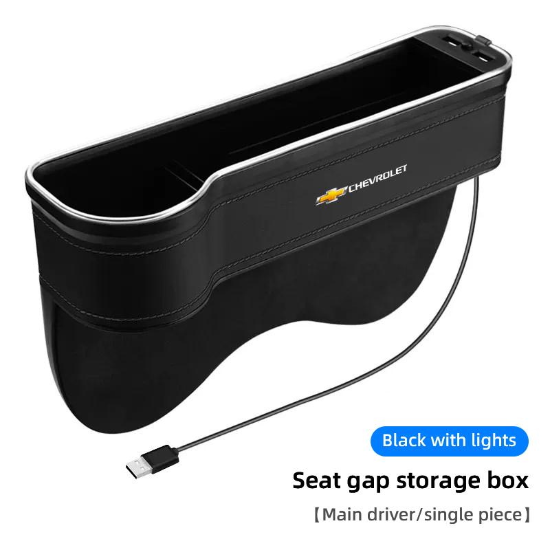 Car LED Lights Seat Gap Storage Box Cup Holder With USB Charging For Chevrolet Spark Captiva Cruze Malibu Equinox Trax Camaro GN7