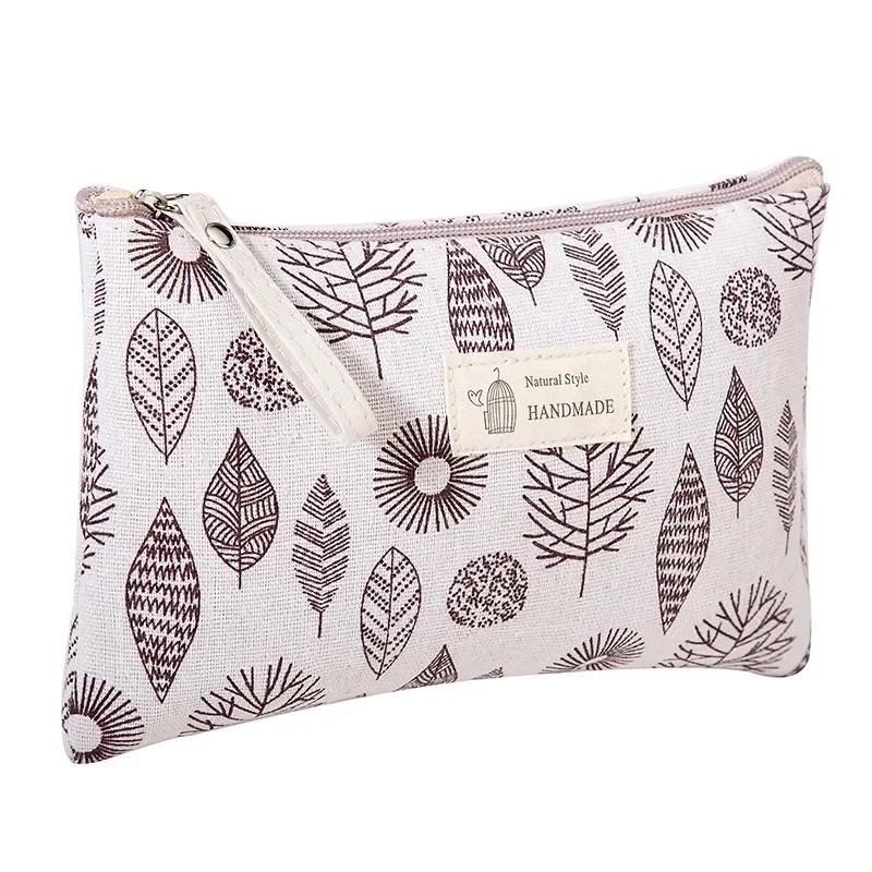 Printed Canvas Cosmetic Bag for Makeup Storage Travel Small Make Up Bags Organizer Women's Lipstick Bag