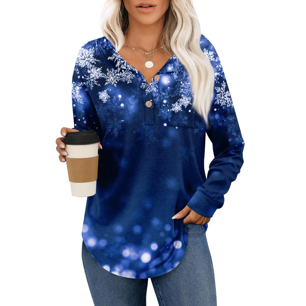 Women's Fashion Long Sleeve Christmas Loose Long Sleeve Casual Top