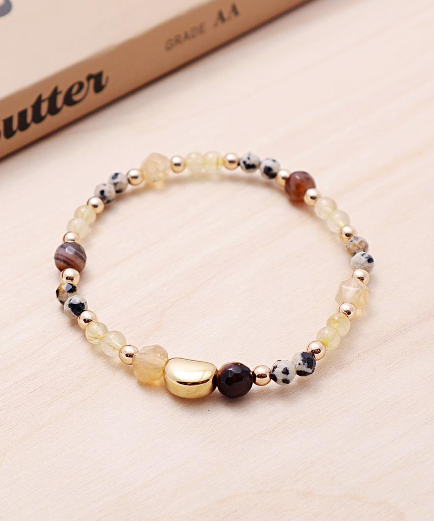 Браслет Polalita Dalmatian Yellow Mix Stone & Gold Point (Plt-Br-111_Yl)