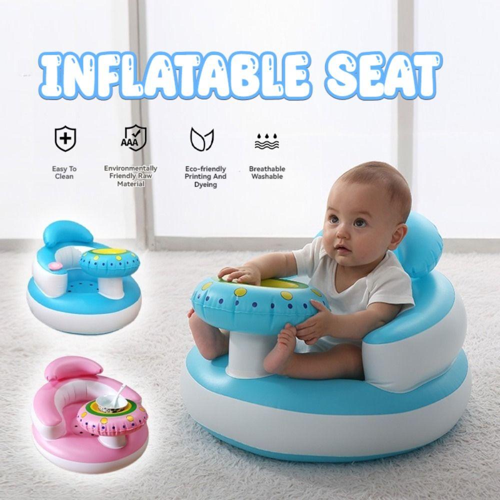 Cartoon Infant Inflatable Seating Chair Self-Inflatable Children Bath Stool Bedroom Use