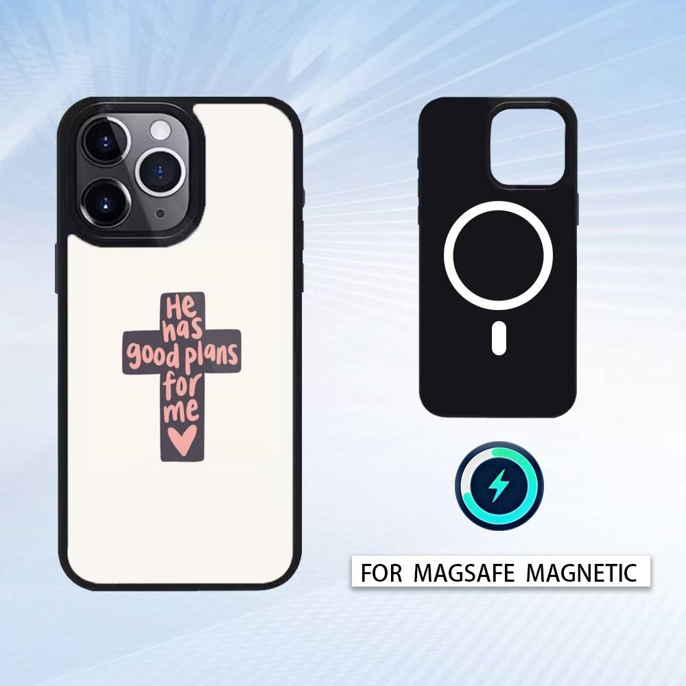 J-Иисус B-Библейский стих Чехол для телефона Магнитный Для iPhone17 16 15 14 13 12 Pro Max Для Magsafe Беспроводная зарядка Чехол