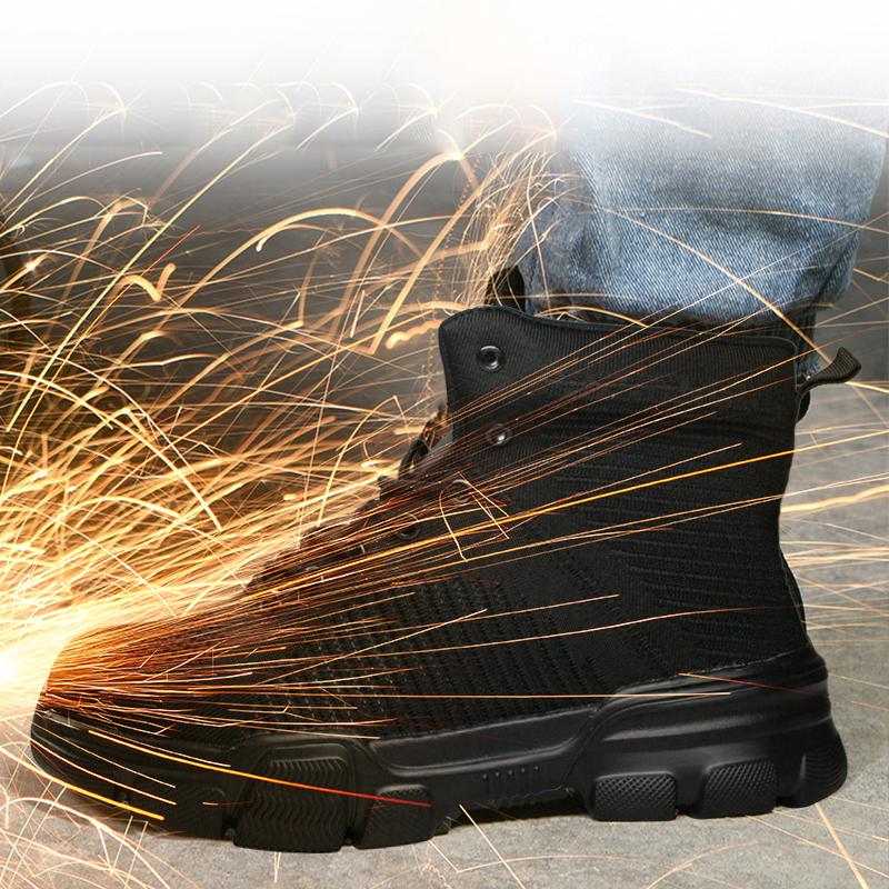 Men'S Work Shoes Indestructible Men Safety Shoes Outdoor Safety Boots Steel Toe Sneakers Anti-Puncture Work Shoes Work Boots Man