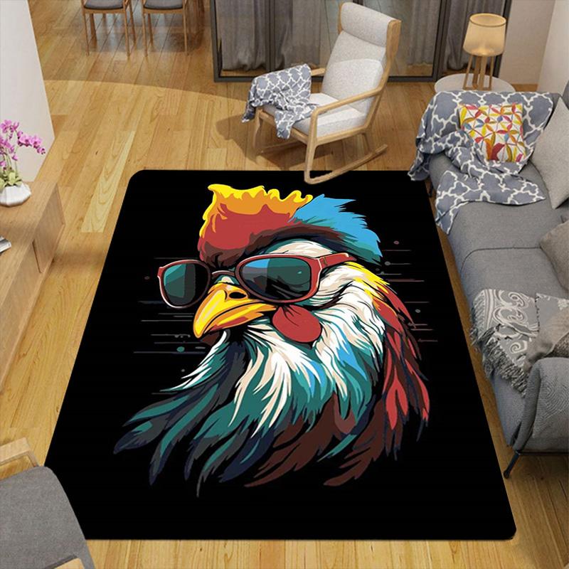 Rooster Wearing Sunglasses Rug Floor Mat for Living Room or Bedroom Soft and Comfortable Carpet a Gift for Birthday and Holiday.MFF0918217