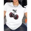 Short Sleeve T-Shirt with Sparkling Cherry DesignRound Neck Short Slee Top Tee for Casual Dining and Everyday Use