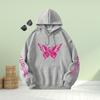 Womens Fashion Pink Butterfly Print Loose Hoodie Tops Blouse Sweatshirt Casual Long Sleeve Pullover Tops