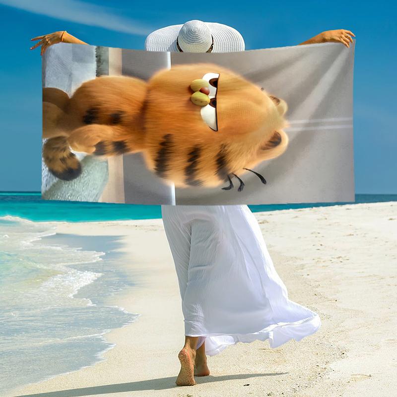 1Pc Garfield'S Feline Fury Beach Towel Microfiber Beach Towel Thin Absorbent For Beach Swimming Yoga Bath Sports 091775