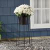 Tall Black Metal Plant Stand Indoor Outdoor Use Durable Iron Planter with Drain Hole Modern Decorative Floral Holder