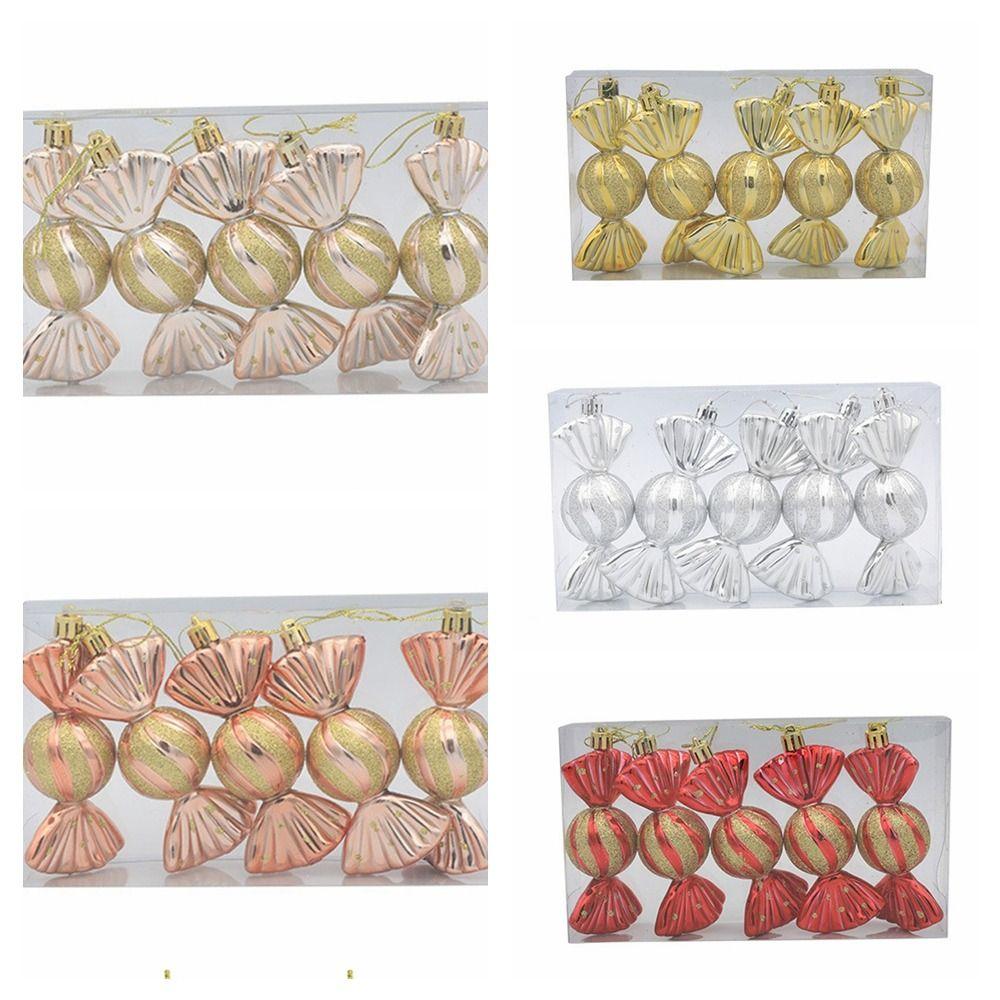 5 шт. Пластиковые рождественские конфеты, украшения, небьющиеся, елочные шары, подвески, сувениры для вечеринок