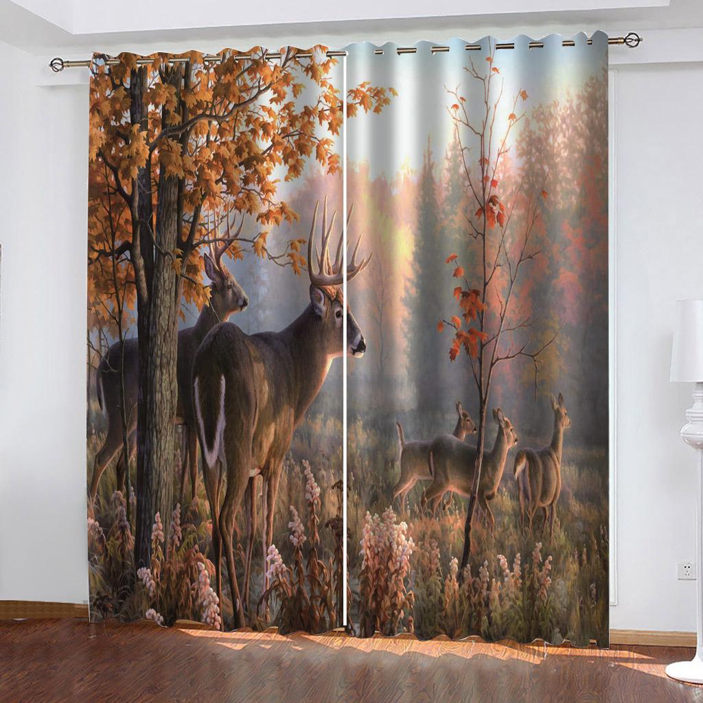 Цифровая печать Sika Deer Animal Series Sunshade Warm Living Room Bedroom Home Decoration