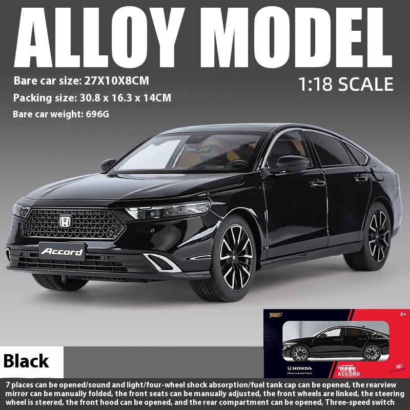 Масштаб 1/18 Honda Accord 2024 Модель автомобиля из сплава Симуляция звука и света Детская игрушка Коллекционные украшения Подарок на день рождения для мальчика