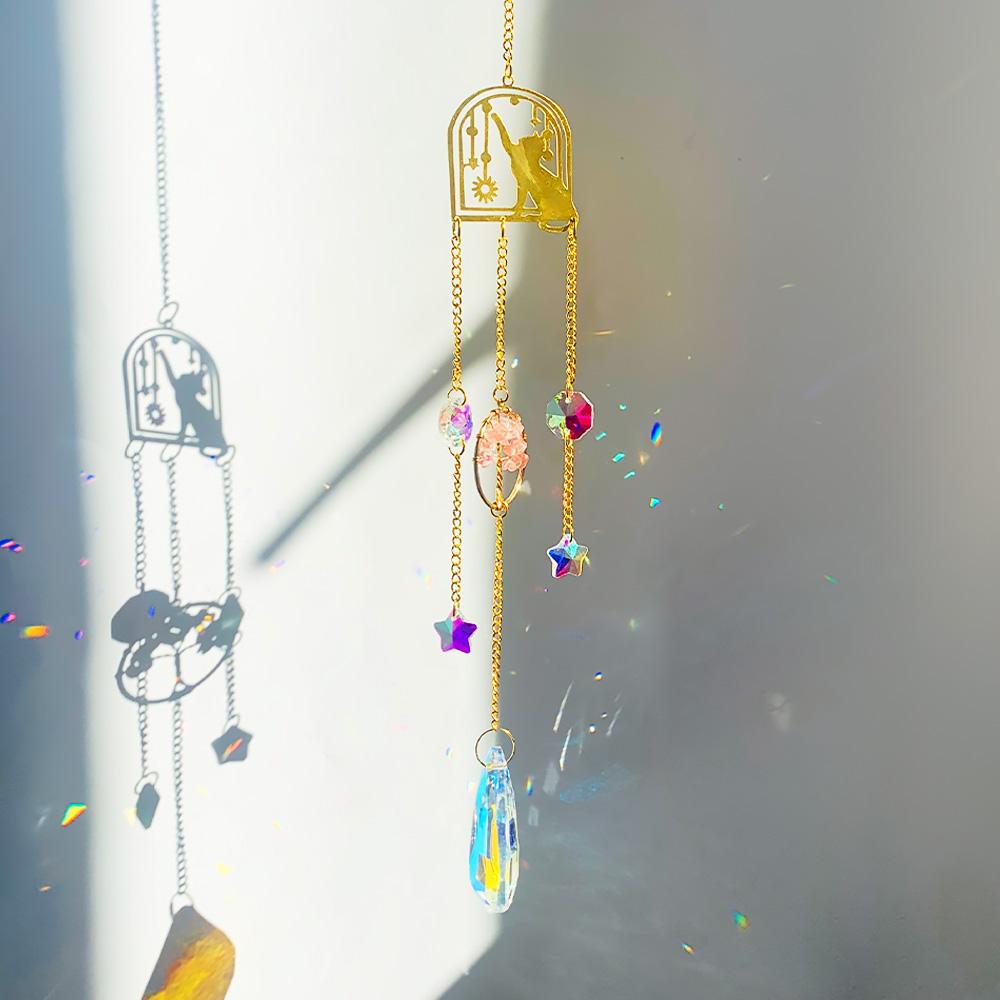 Halloween Stars Moon Life Tree Crystal Sun Catcher Custom Wind Chimes for Window Bedside Home Decorative Hanging Ornament