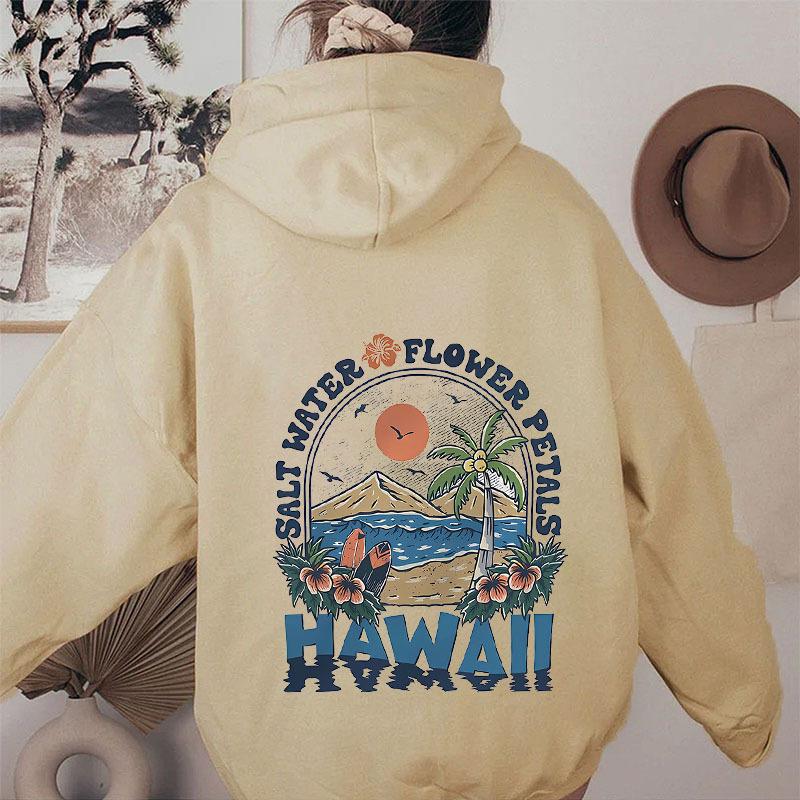 Толстовка с капюшоном и принтом лепестков цветов соленой воды Гавайи