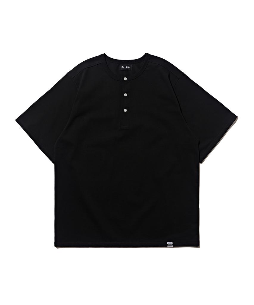 CARGOBROS Henley Neck Cool Aero Short Sleeve T-Shirt (Black)
