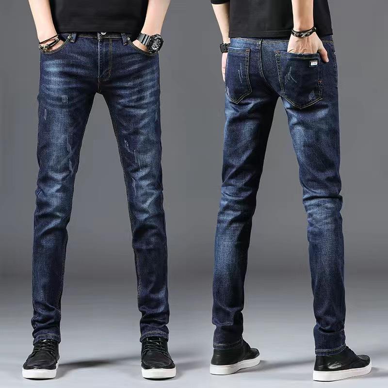 Autumn Blue Jeans Men's Slim Small Foot Trousers Men's Trend Versatile Summer Thin Section Casual Trousers