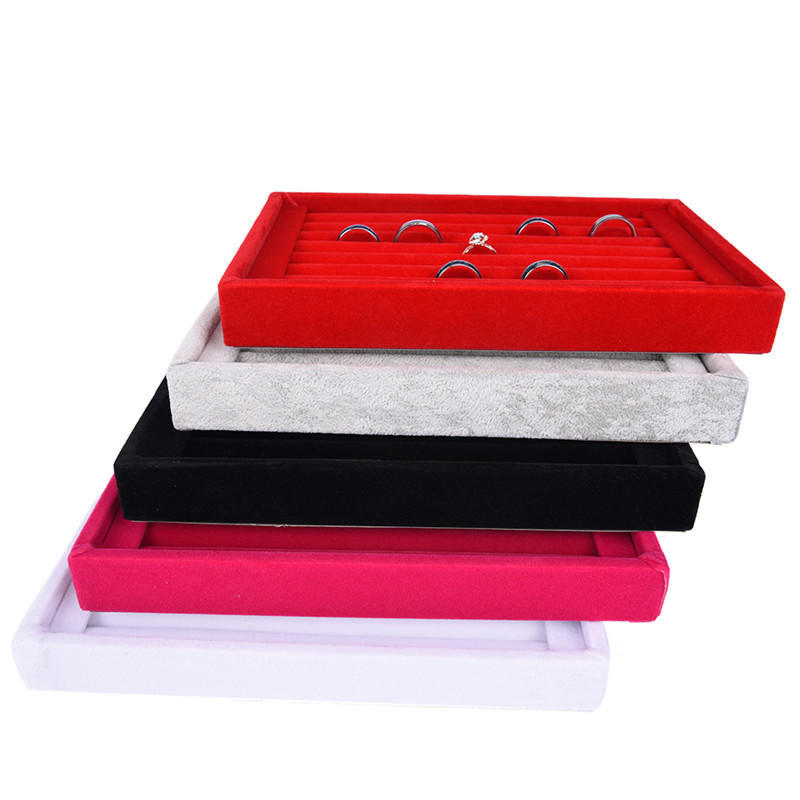 Velvet Earrings Rings Ear Studs Jewelry Display Stand Holder Rack Organizer Tray