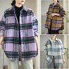 DIMANAF 2025 Новые осенне-зимние женские пальто и куртки больших размеров, свободная повседневная верхняя одежда, винтажная женская клетчатая хлопковая толстая с длинным рукавом