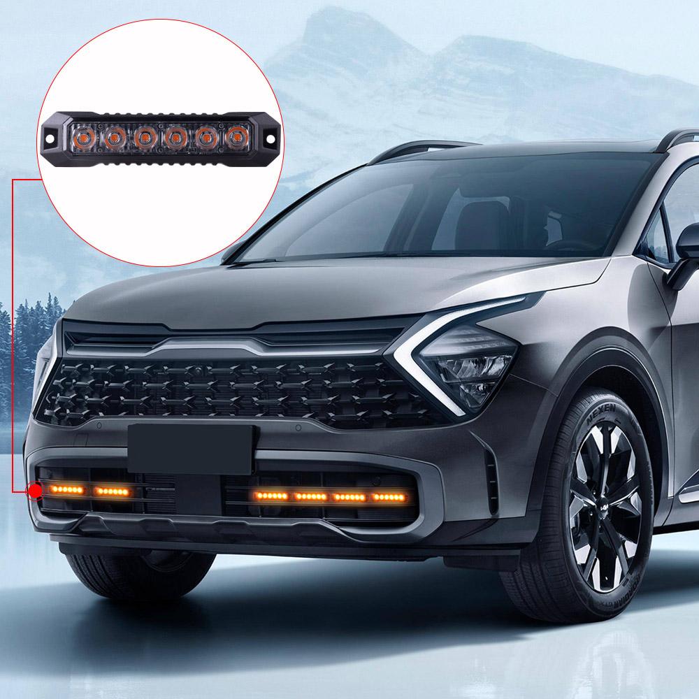 1pcs 6Led Strobe Warning Light Strobe Grille Flashing Lightbar for Emergency Truck Beacon Lamp Amber Car Traffic Light 12-24V