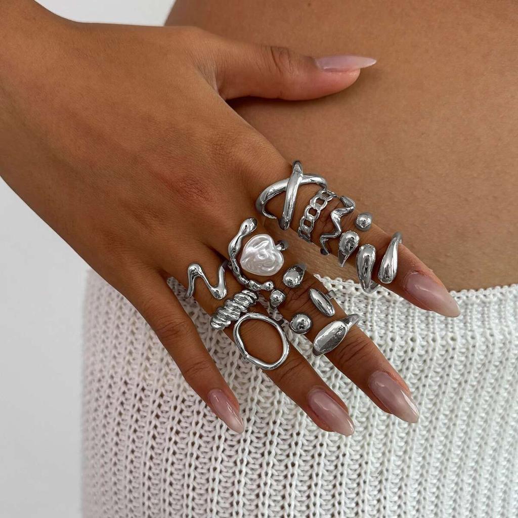 PuRui Винтажный Набор из нескольких предметов Креативный Уникальный Дизайн Имитация Циркона Открытые Кольца Фаланговые для Женщин Летний Фестиваль Циркон Подарок