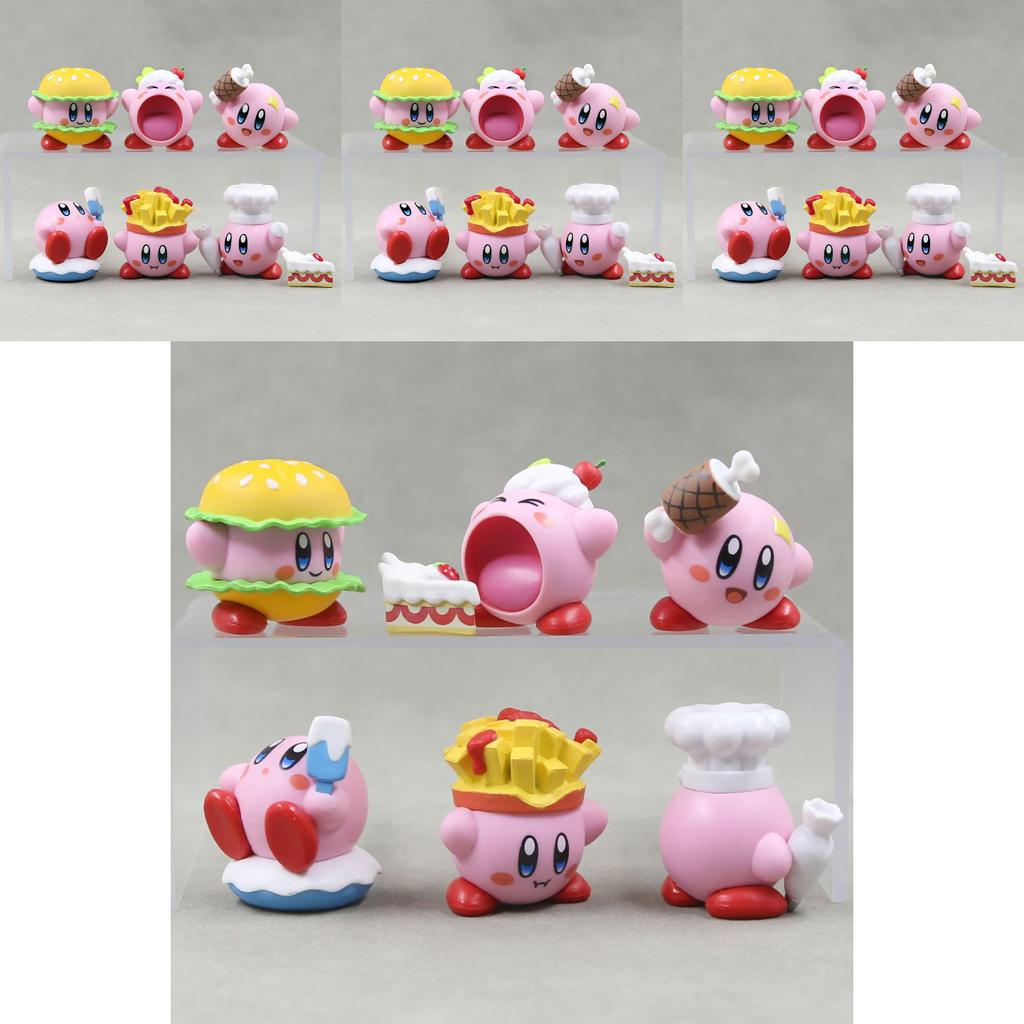 Collectible 6 Style Kirby Food Figurines Pvc Cute Car Decor Cake Accessories