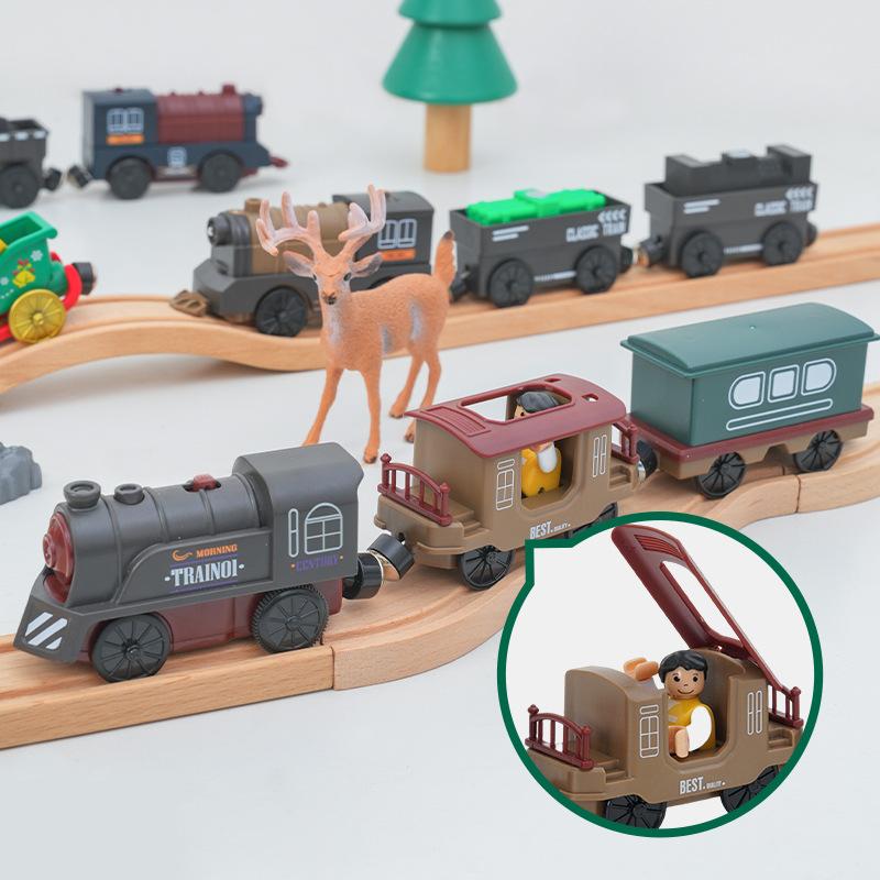 Электрический поезд Магнитный вагон Литой под давлением Слот Подходит Все бренды Деревянная железная дорога Железная дорога Электрический рельсовый поезд Для детей детская игрушка