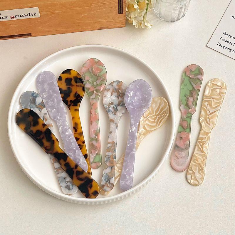 1Set Retro Dessert Knife Spoon Jam Butter Knife Tableware Plastic Spoon Lovely Photography Props Kitchen Tableware Set