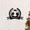 1pc Soccer Welcome Metal Wall Decor Football Wall Art, Personalized Soccer Name Sign, Ideal Birthday Gift for Him