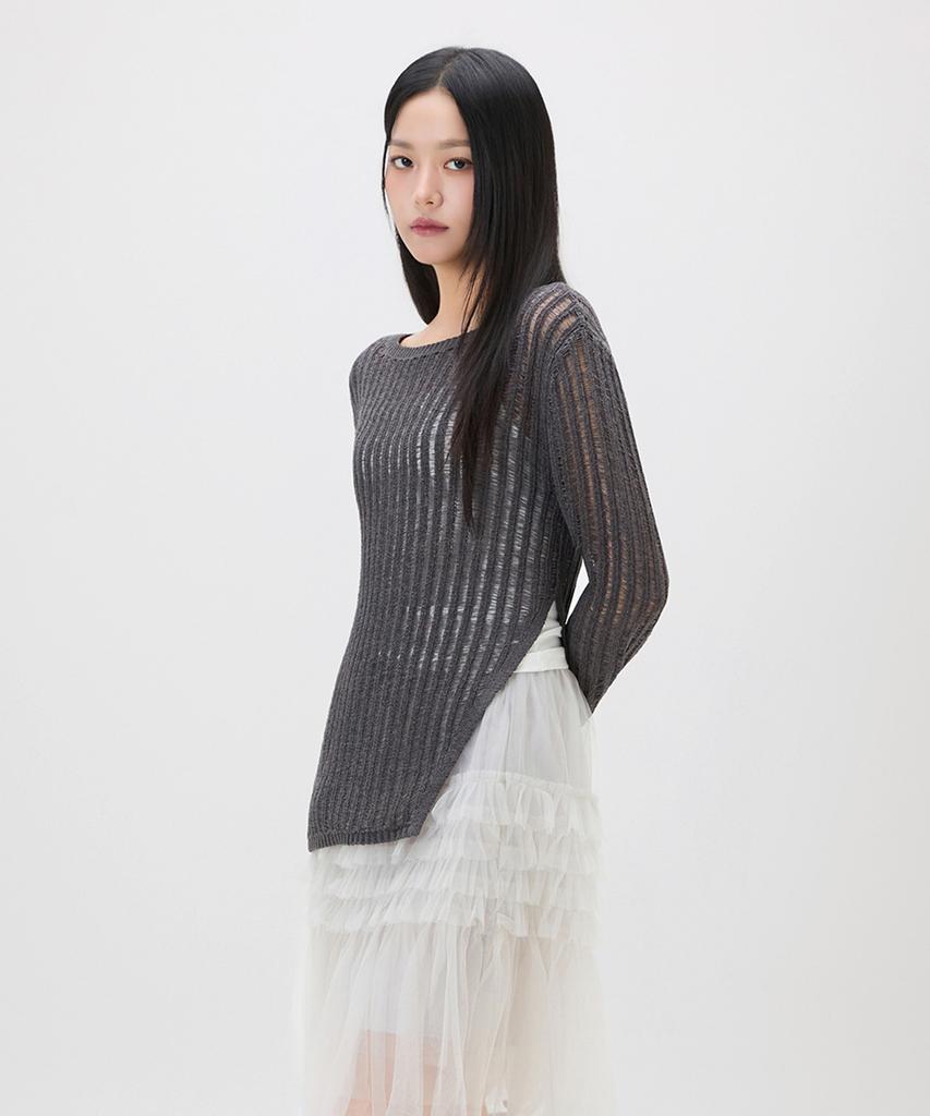 MIXXO Crochet See-Through Long Sleeve Knit_Miwkag513T