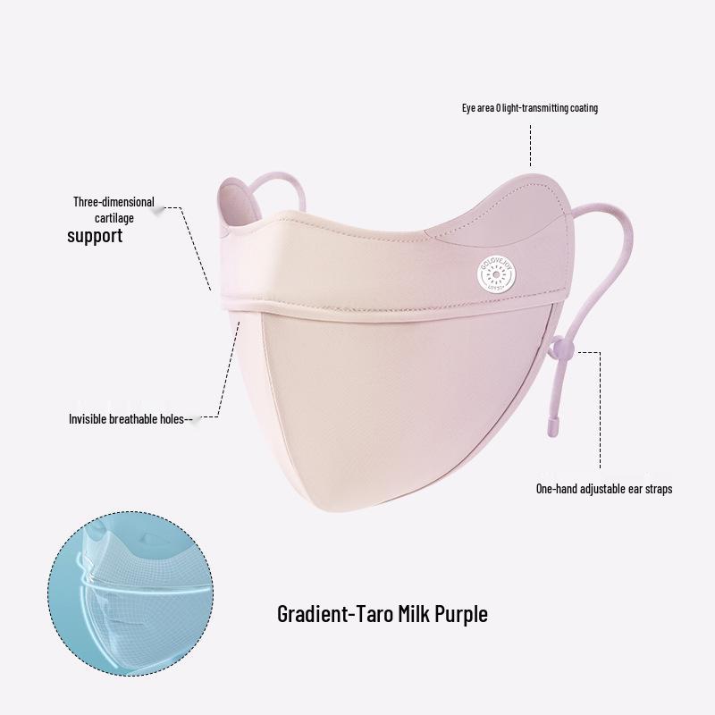 Women's UPF50+ 3D Gradient Blush Sunscreen Mask - Breathable, Soft Bone Support, Anti-Smudge Makeup with Ice Silk Fabric
