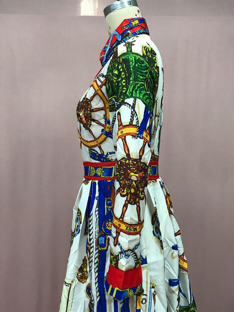 Variety of Colors and Sizes: Lapel High Waist A-Line Dress